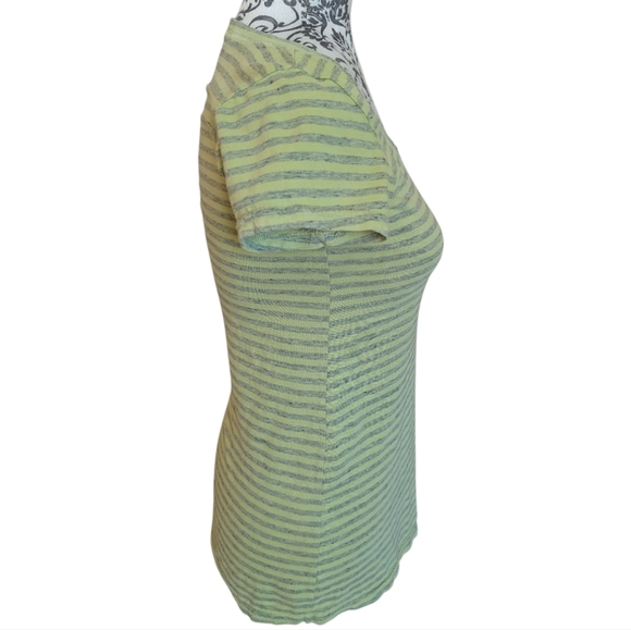 Cut Loose Tee Shirt Short Sleeves Cotton Yellow Grey Striped Top Women's size XS - Picture 5 of 11